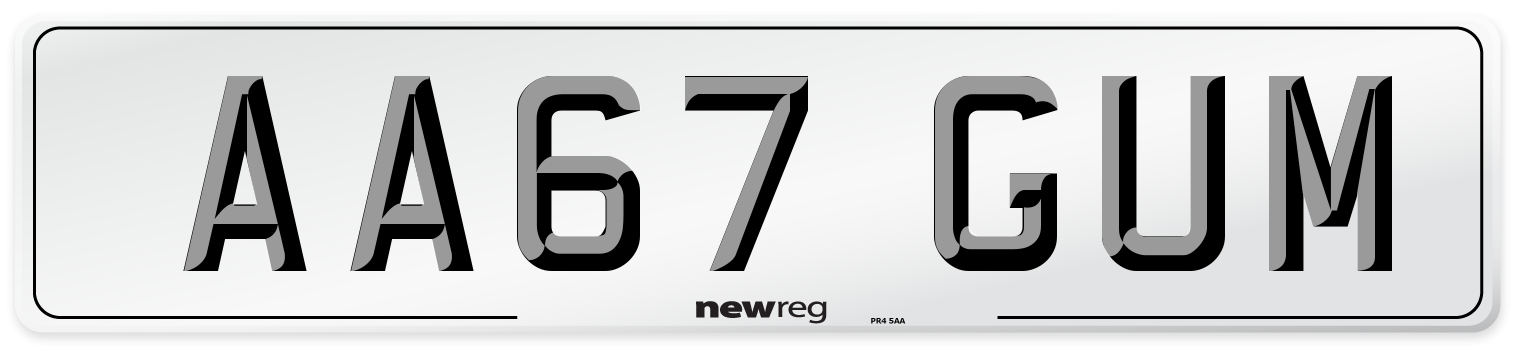 AA67 GUM Number Plate from New Reg